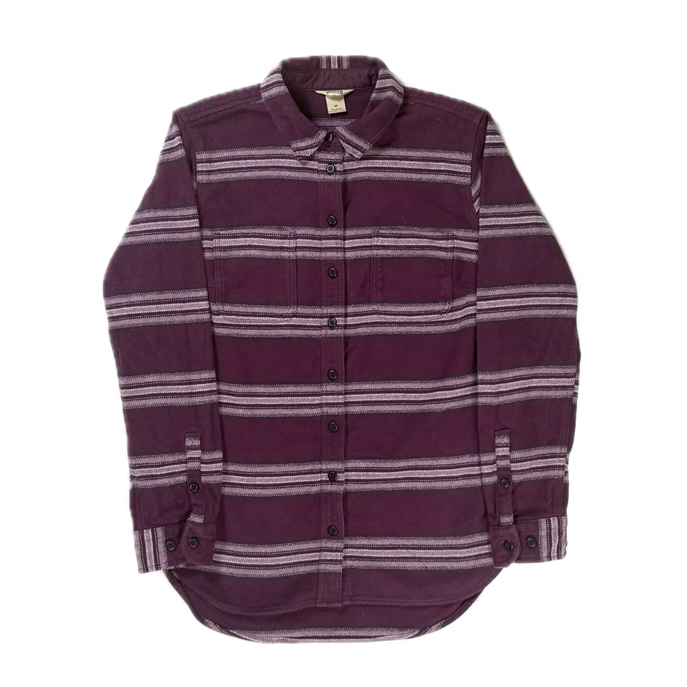 Duluth 100% Cotton purple striped Heritage Weight Flannel shacket women Medium